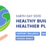 Illustration of a hand holding the Earth with leaves, promoting Harvard's Earth Day 2026 event.